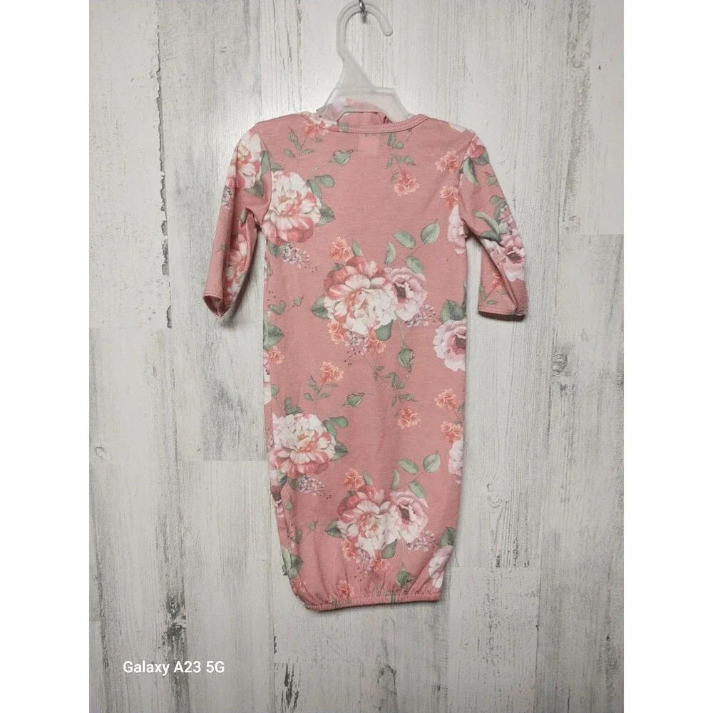 Angel Face Newborn Pink Floral Gown And Ribbon